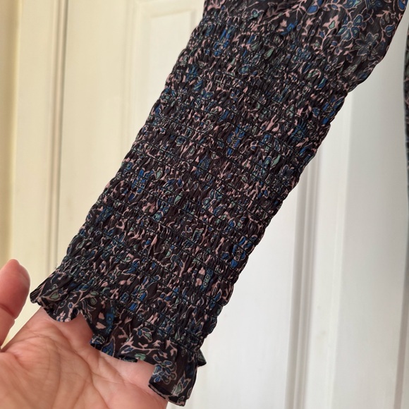 Veronica Beard Jaz Chiffon Floral Tie Split Neck Blouse Top, Size 4 - Picture 3 of 12